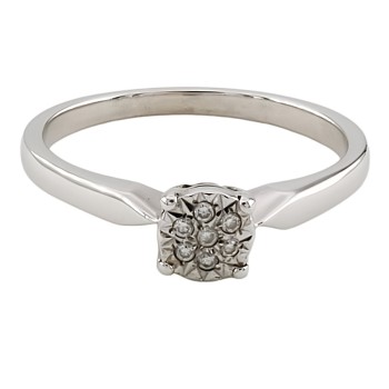 9ct white gold diamond 0.05cts Cluster Ring size N